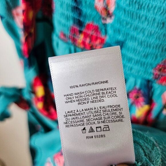 EUC LIKE NEW EXPRESS FLORAL FAUX WRAP SPAGHETTI STRAP SHORT DRESS SZ LARGE - Picture 11 of 13